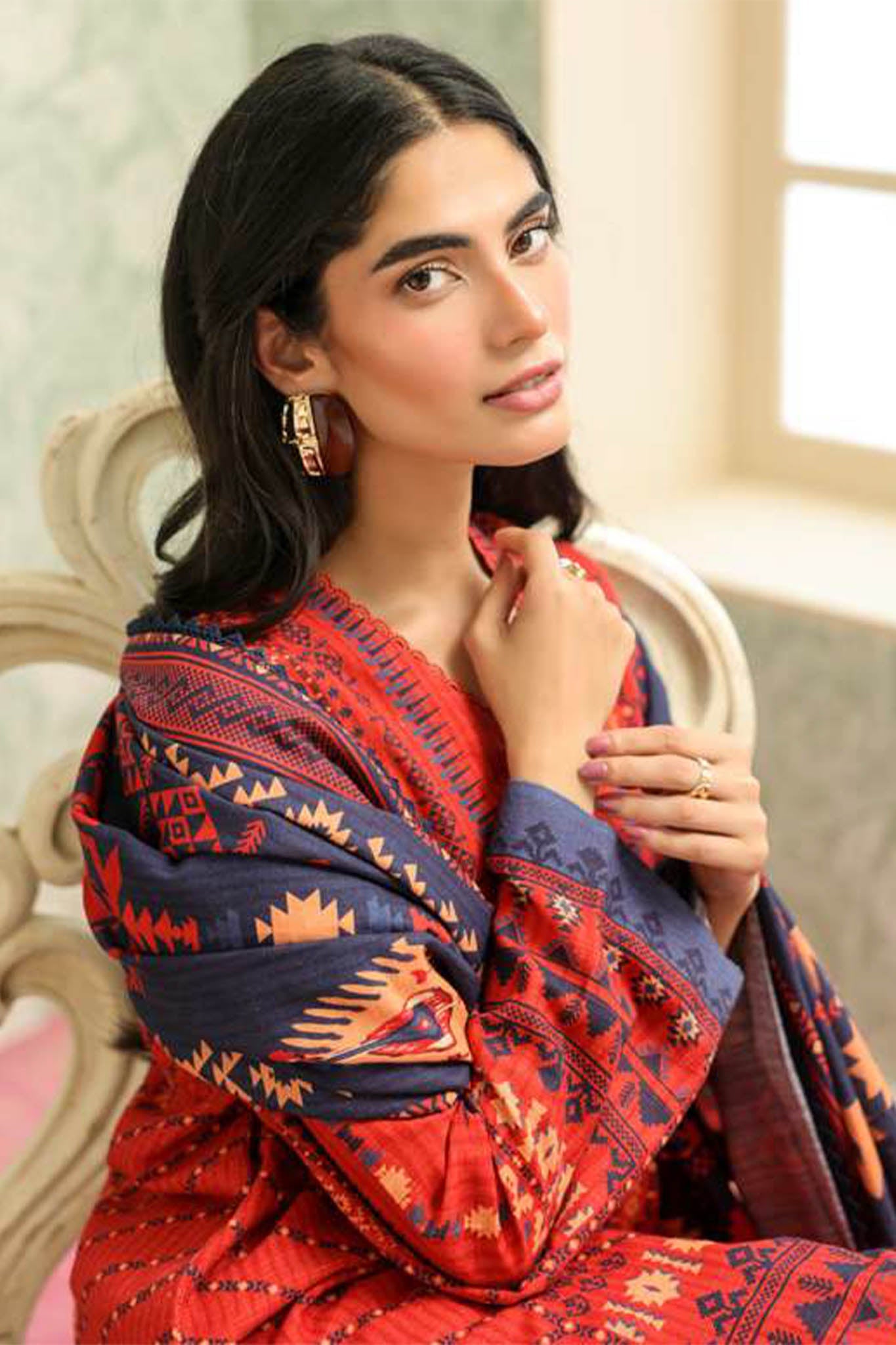 Sahar Unstitched 3 Piece Printed Khaddar Collection'2025-AW2-25-15-Aztec Flame