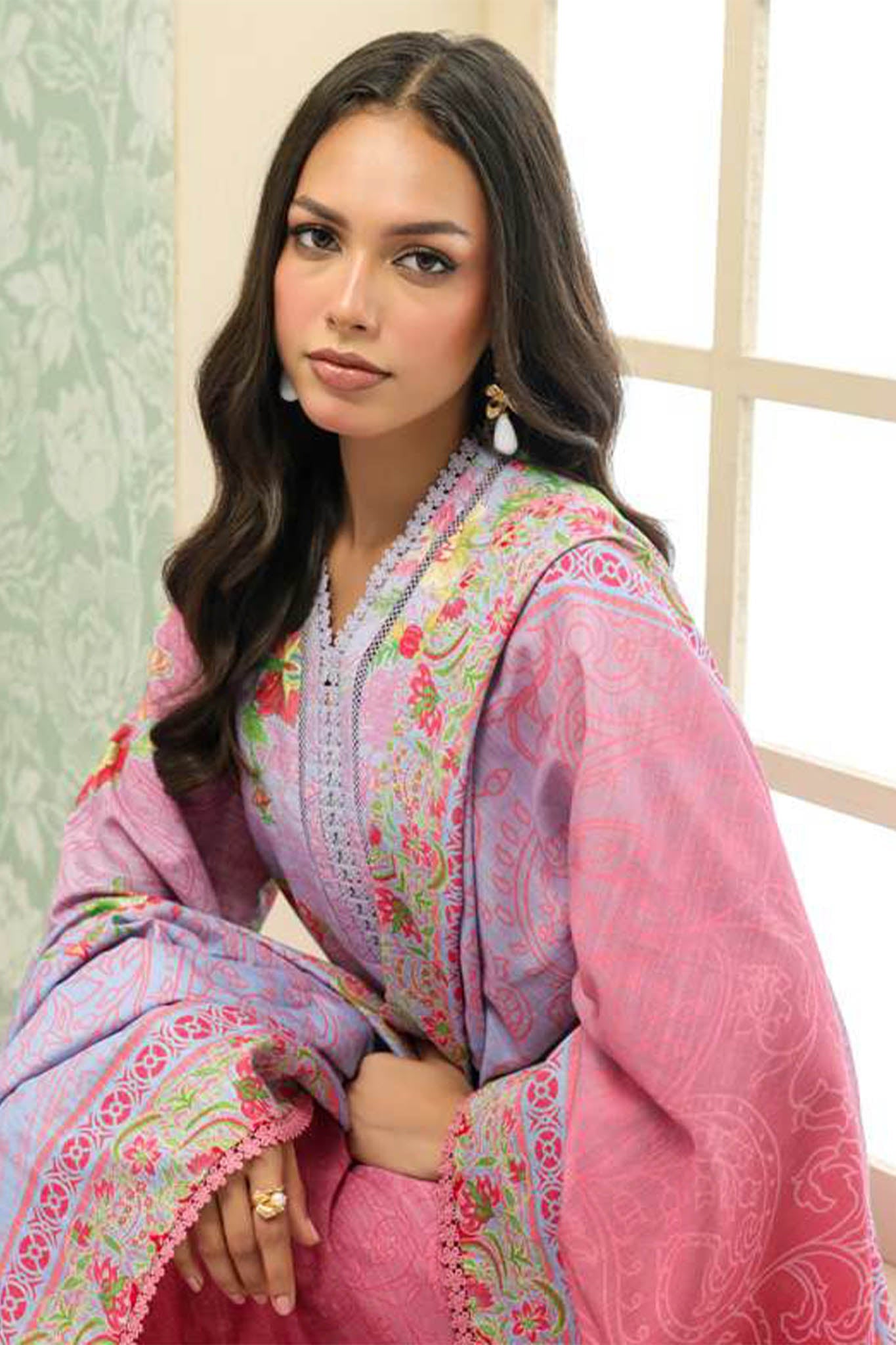Sahar Unstitched 3 Piece Printed Khaddar Collection'2025-AW2-25-16-Sky Blush