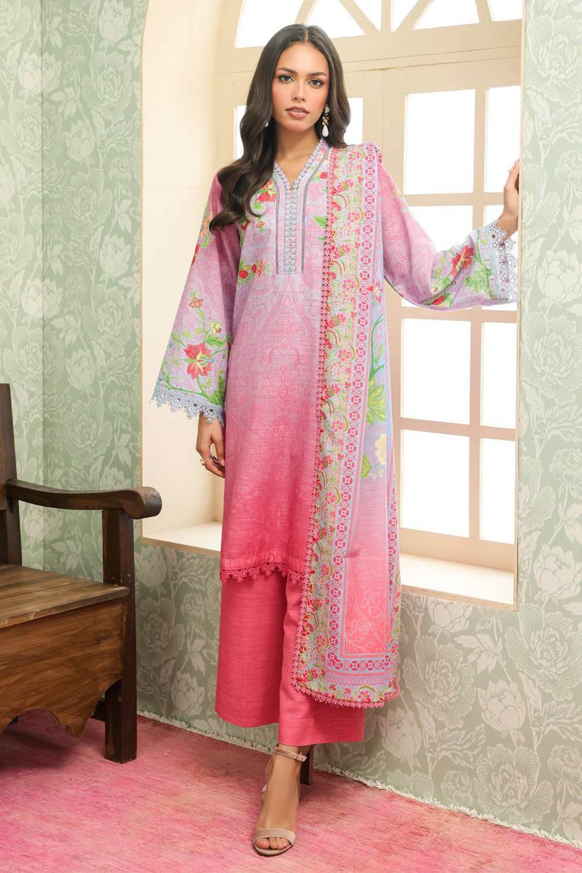 Sahar Unstitched 3 Piece Printed Khaddar Collection'2025-AW2-25-16-Sky Blush