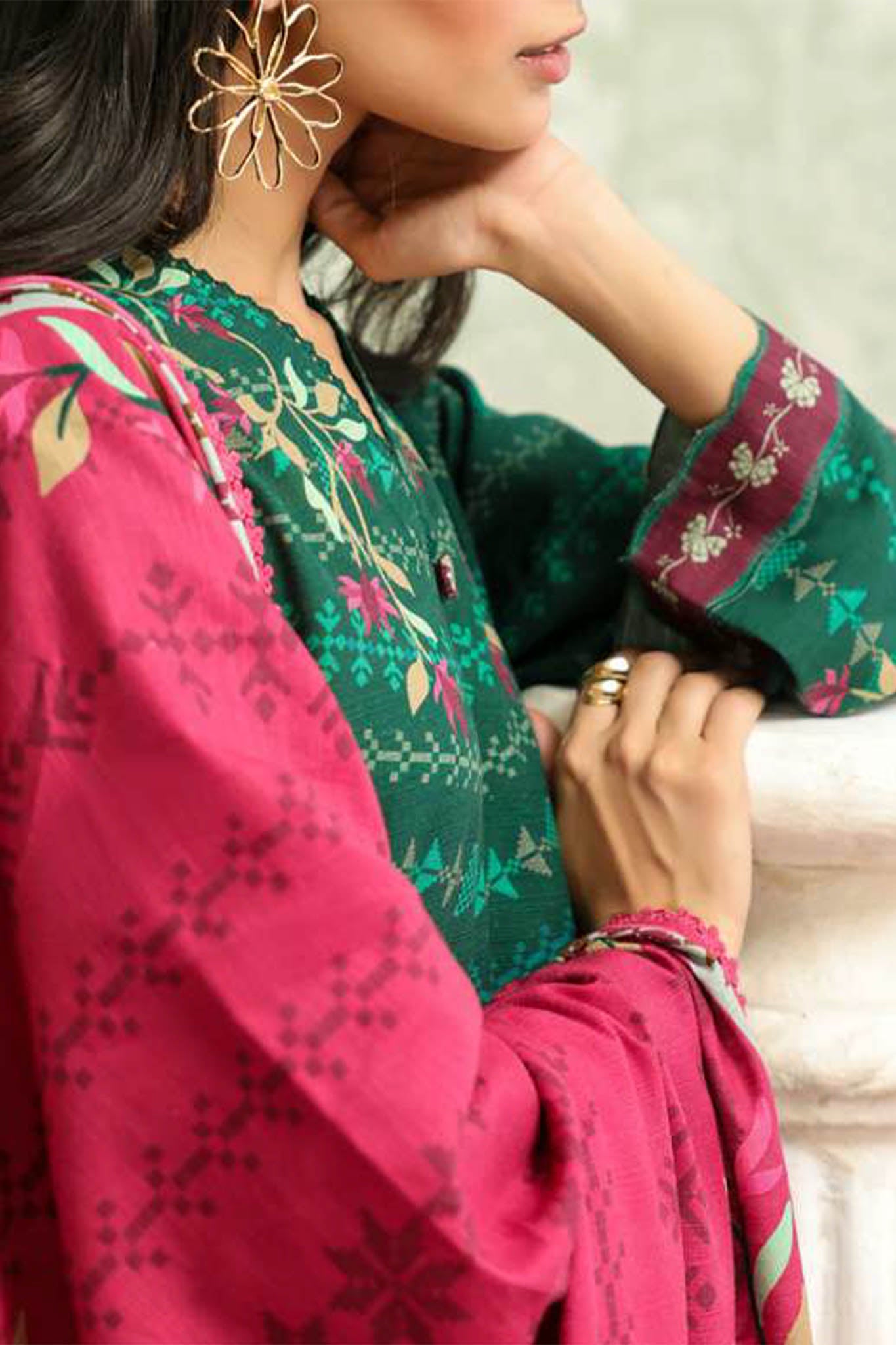 Sahar Unstitched 3 Piece Printed Khaddar Collection'2025-AW2-25-18-Eternal Emerald