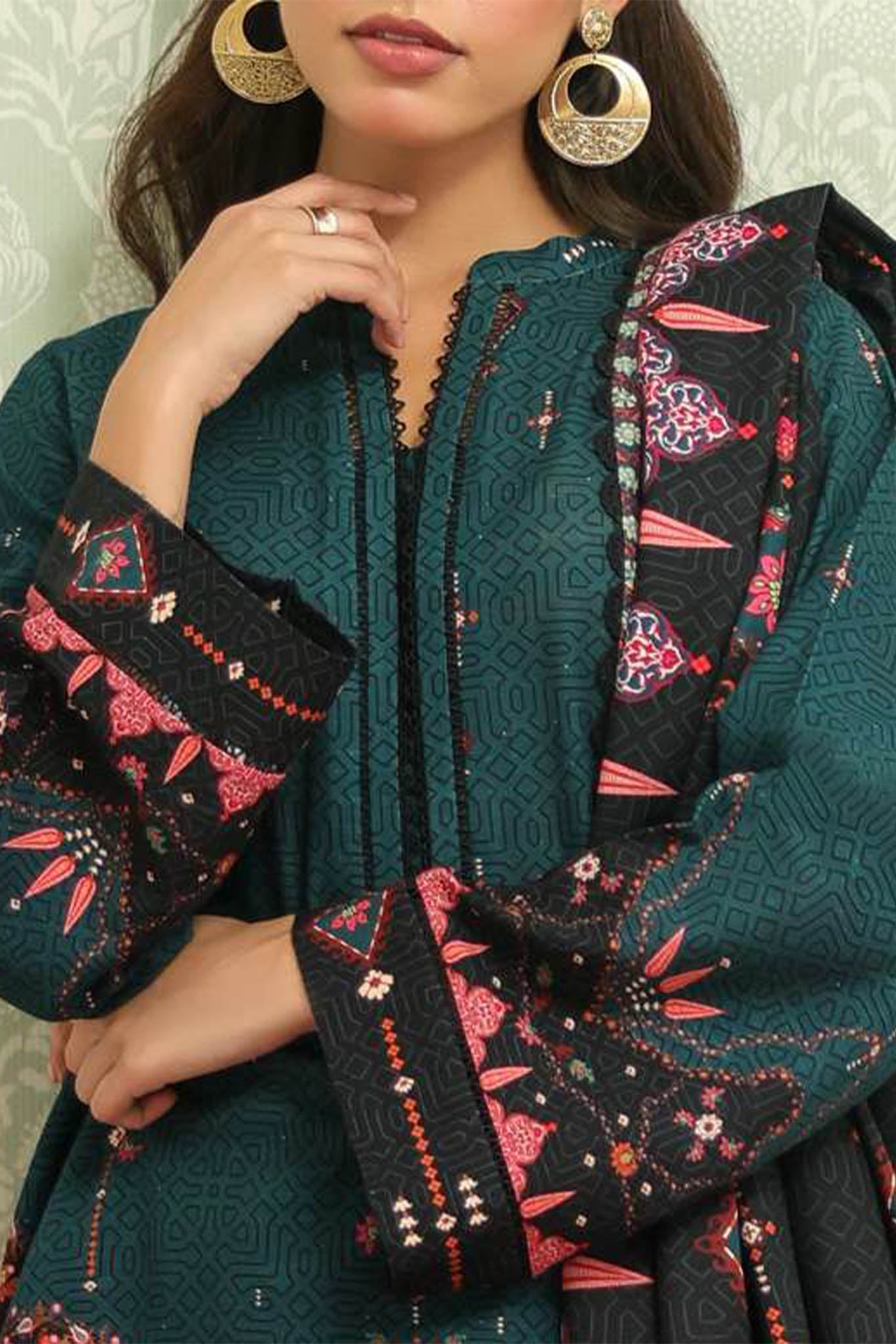 Sahar Unstitched 3 Piece Printed Khaddar Collection'2025-AW2-25-23-Obsidian Green