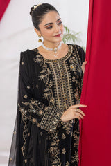 Arzu By Azmeerah Unstitched 3 Piece Hand Emb Chiffon Suit-AZM-AR-01-Meshki