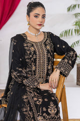 Arzu By Azmeerah Unstitched 3 Piece Hand Emb Chiffon Suit-AZM-AR-01-Meshki