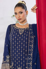 Arzu By Azmeerah Unstitched 3 Piece Hand Emb Chiffon Suit-AZM-AR-02-Mavi