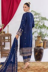 Arzu By Azmeerah Unstitched 3 Piece Hand Emb Chiffon Suit-AZM-AR-02-Mavi