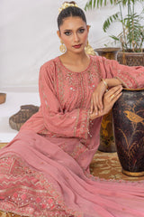Arzu By Azmeerah Unstitched 3 Piece Hand Emb Chiffon Suit-AZM-AR-03-Serene