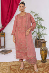 Arzu By Azmeerah Unstitched 3 Piece Hand Emb Chiffon Suit-AZM-AR-03-Serene