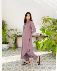 Zauk Stitched Co Ords - Lavender Grace