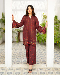 Zauk Stitched Co Ords - Cherry Charm
