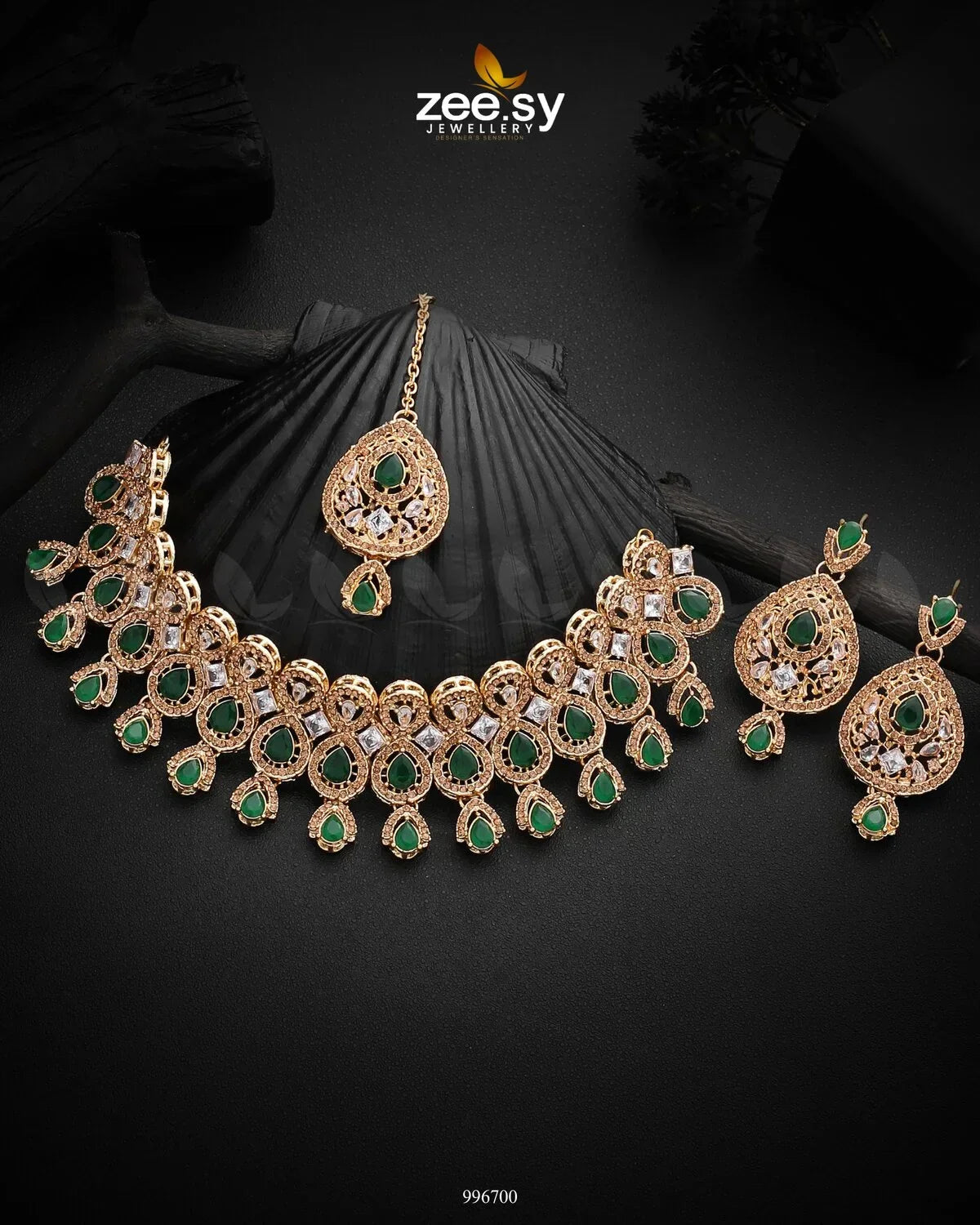 Aisle Necklace Set Green - Zeesy Jewellery