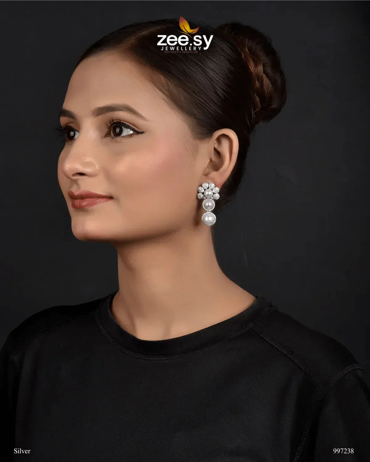 Akoya Earrings Silver - Zeesy Jewellery