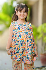 Shop all over printed kids suits with lightweight summer dresses for girls.