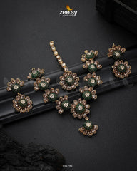 Alstroemeria Necklace set Green - Zeesy Jewellery