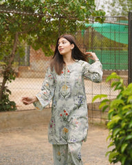 Serena by Madiha Gohar Unstitched Summer Suit-Pistachio Bloom(Unstitched)
