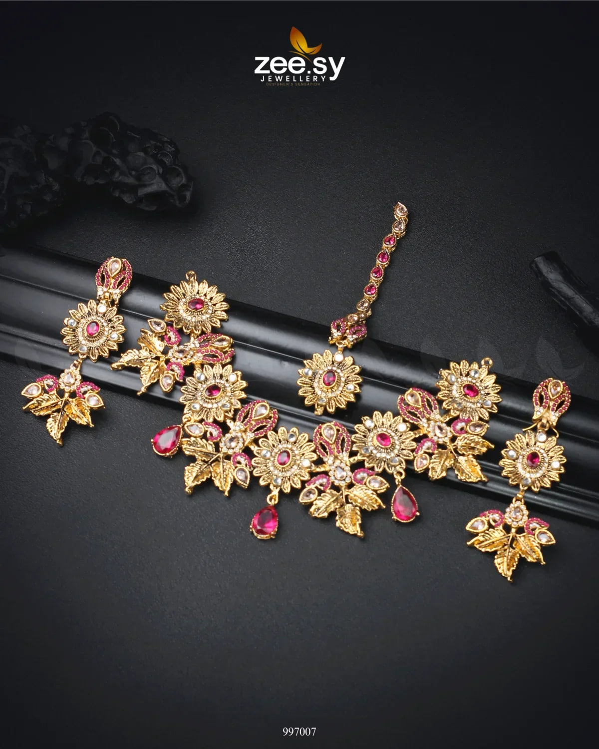 Angelonia Necklace Set Fuchsia - Zeesy Jewellery
