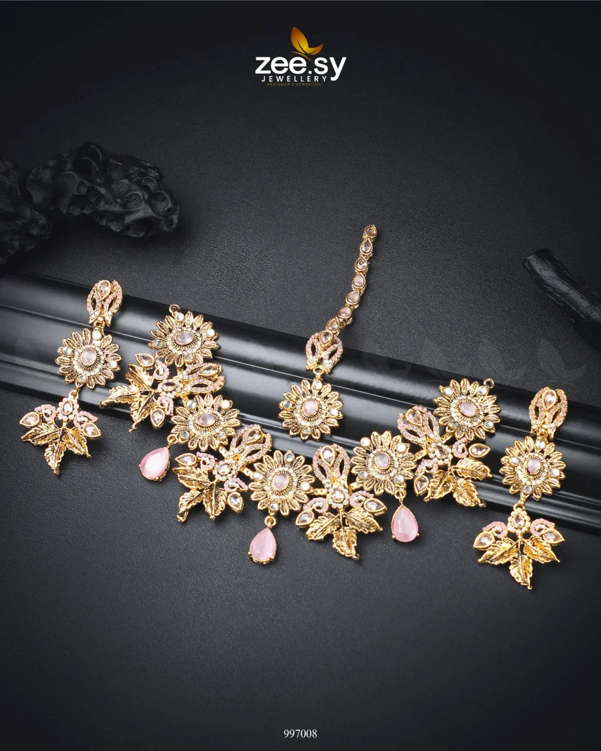 Angelonia Necklace Set Mint pink - Zeesy Jewellery
