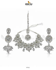 Angelonia Necklace Set Silver White - Zeesy Jewellery