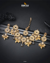 Angelonia Necklace Set Golden Black - Zeesy Jewellery