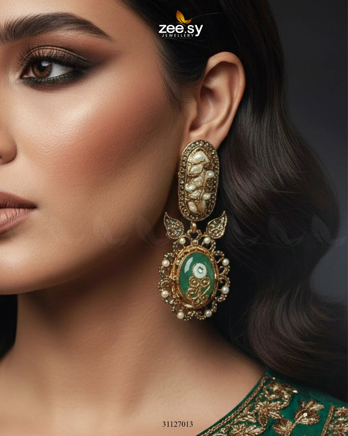 Antique Turquoise Cut Stone Earrings - Zeesy Jewellery
