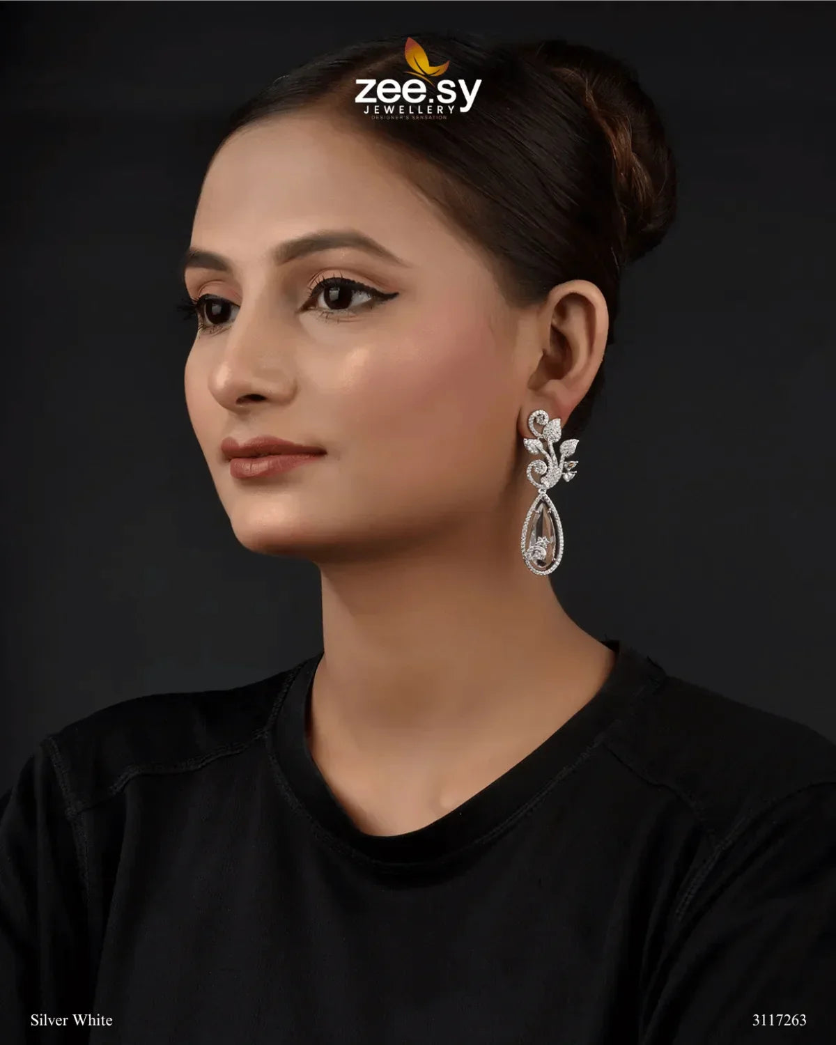 Aqua Earrings Silver White - Zeesy Jewellery