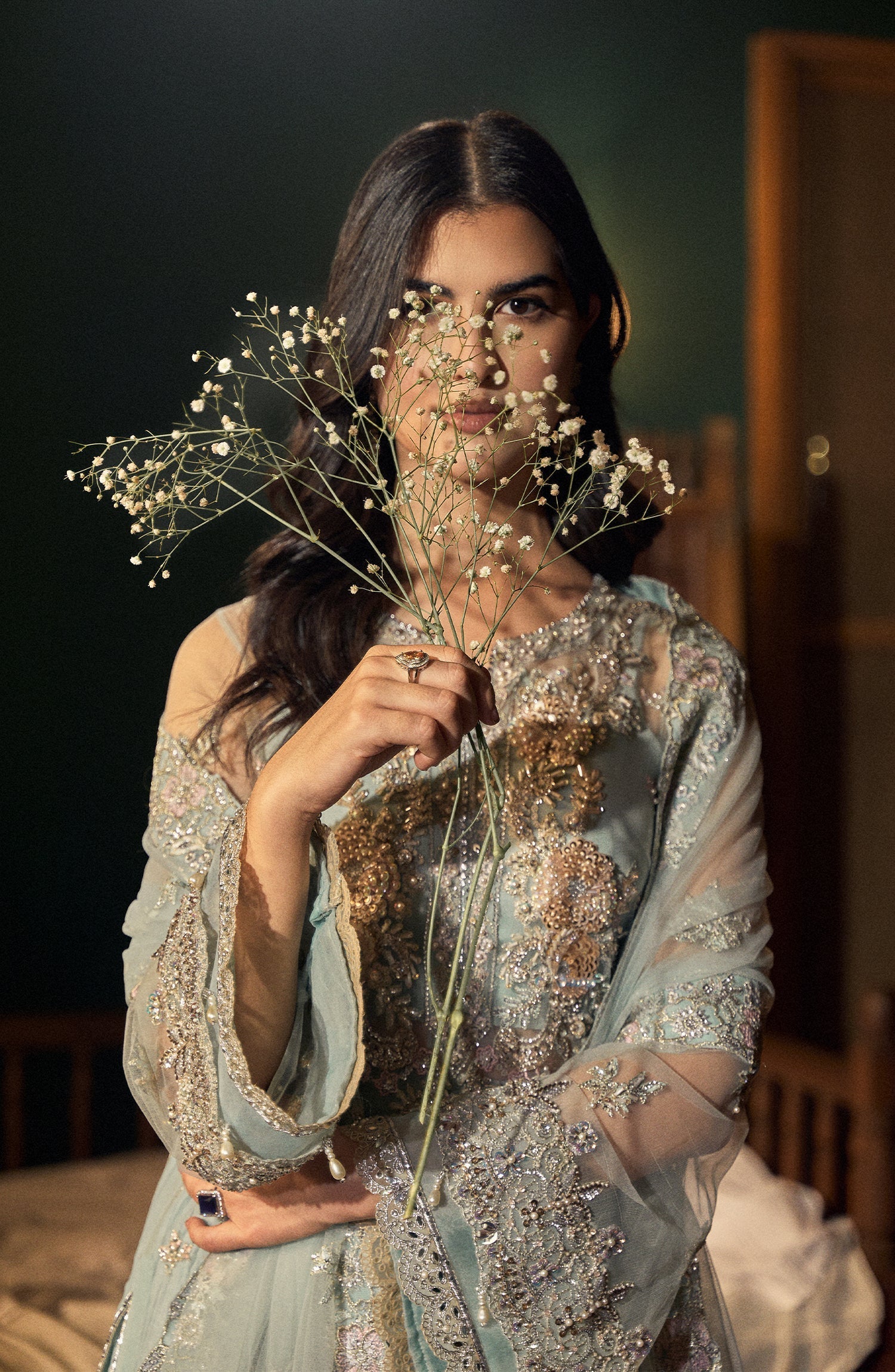 Mehar O Maah By Fabiha Fatima Unstitched 3 Piece Formals Collection'2025-Aquamarine