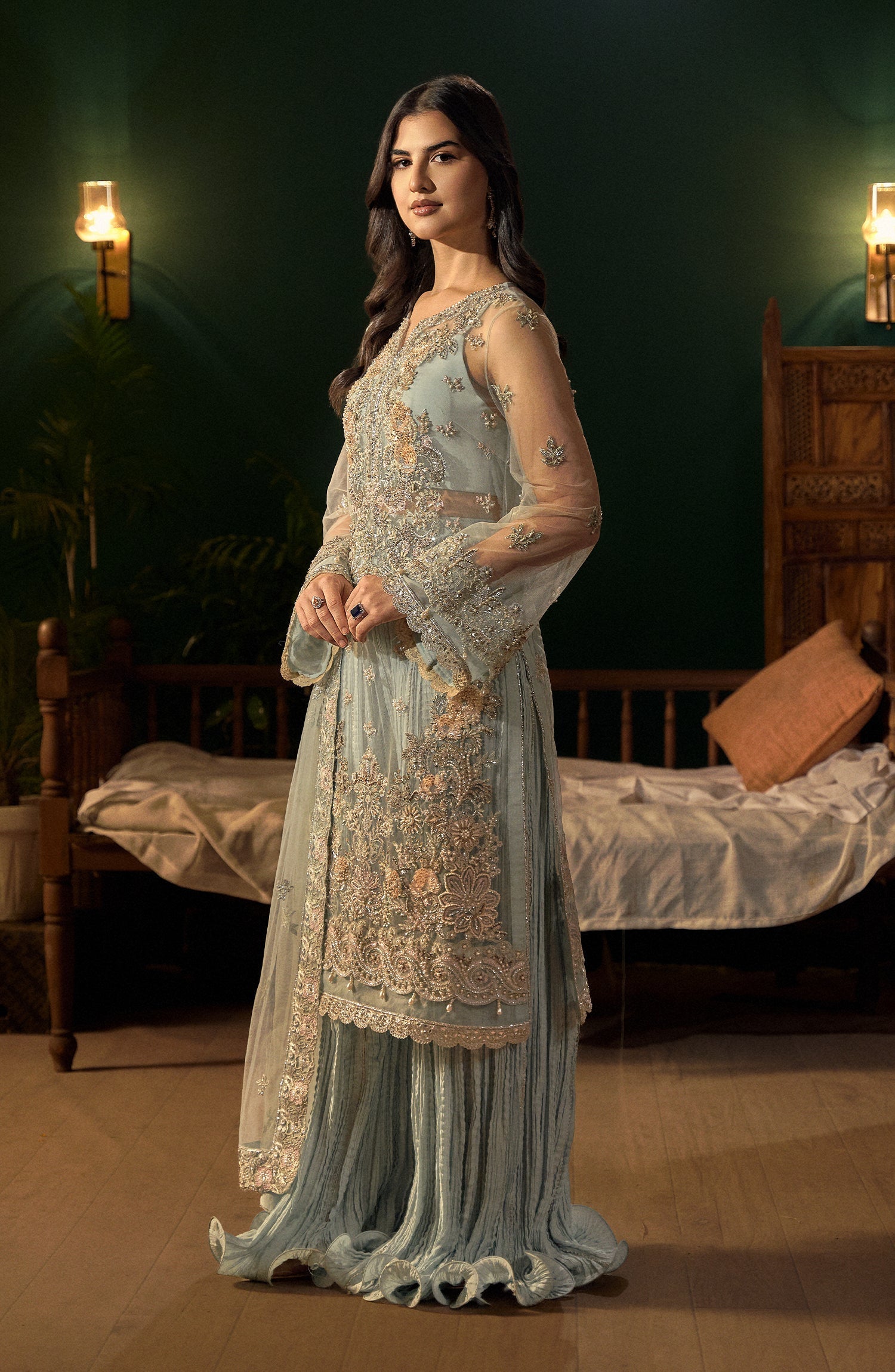 Mehar O Maah By Fabiha Fatima Unstitched 3 Piece Formals Collection'2025-Aquamarine