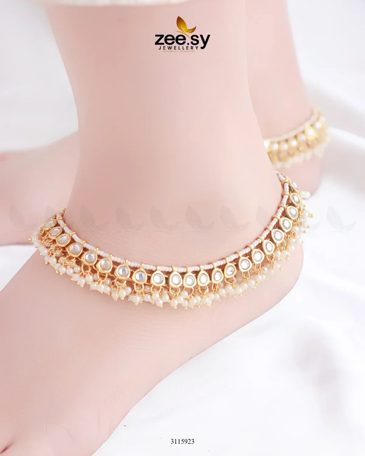 Simone Anklet Golden White - Zeesy Jewellery