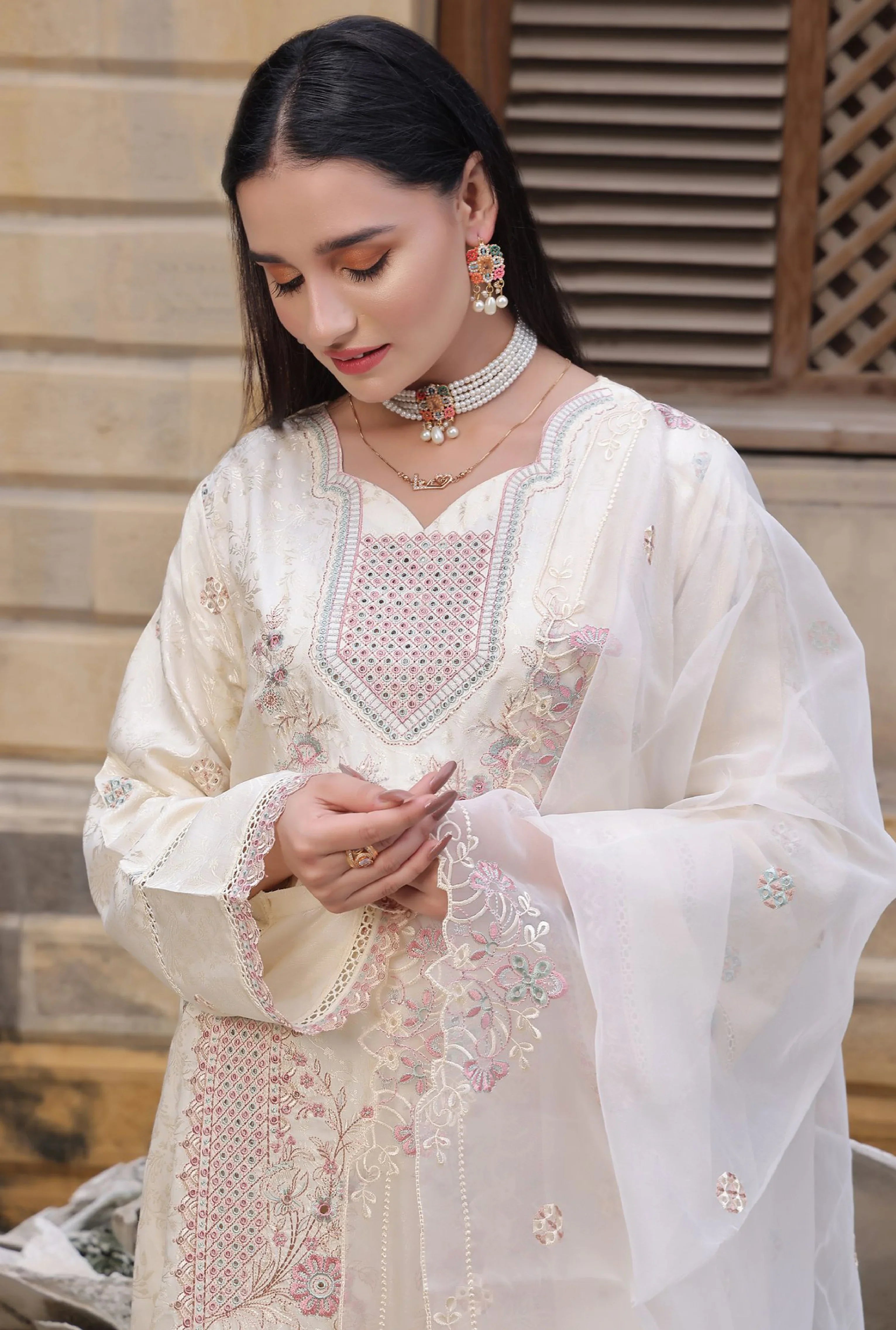 Dressline Semi Stitched 3 Pcs Emb Viscose Jacquard Collection