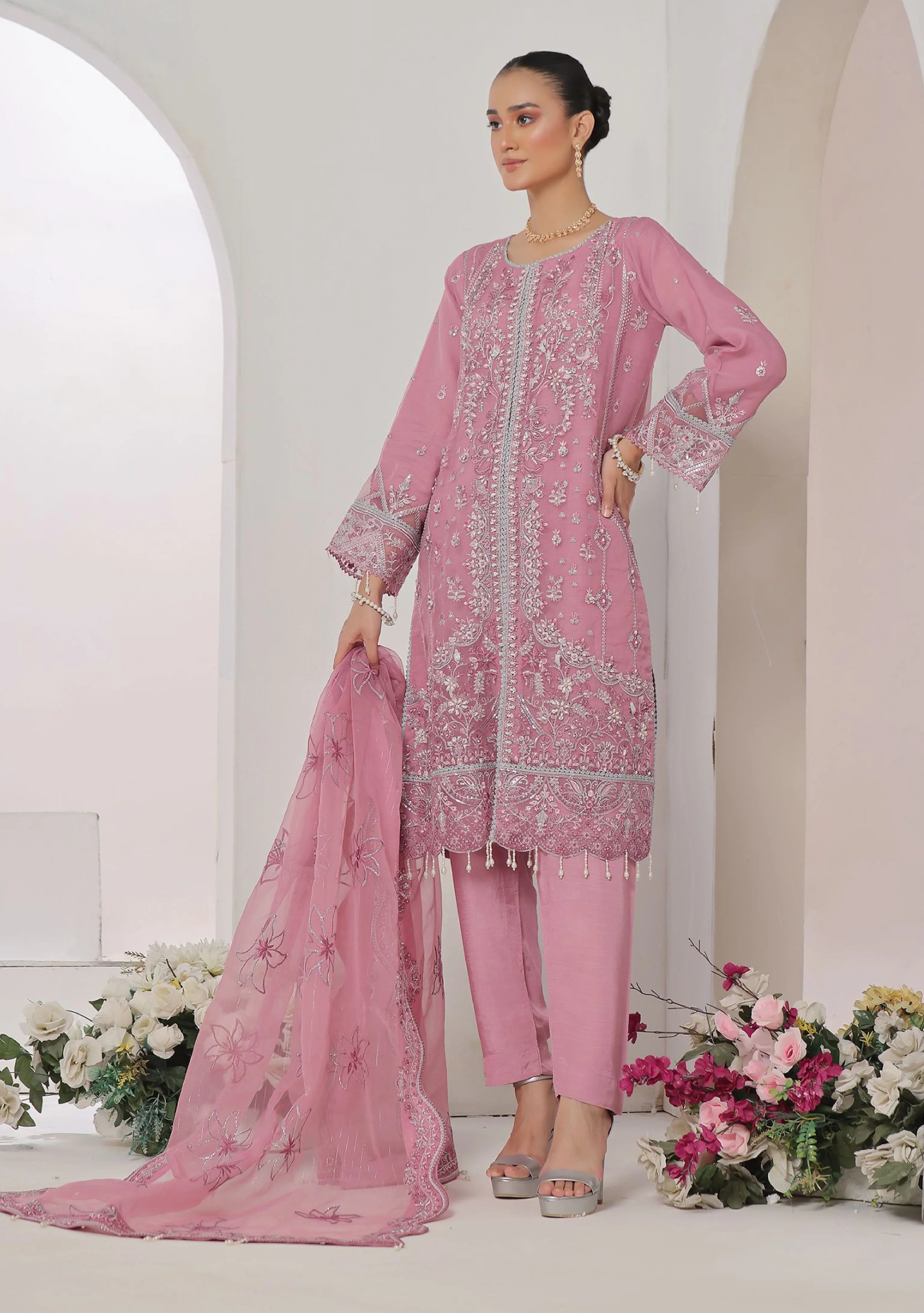 Dressline Aroohi Unstitched 3 Pc Luxury Emb Organza Collection