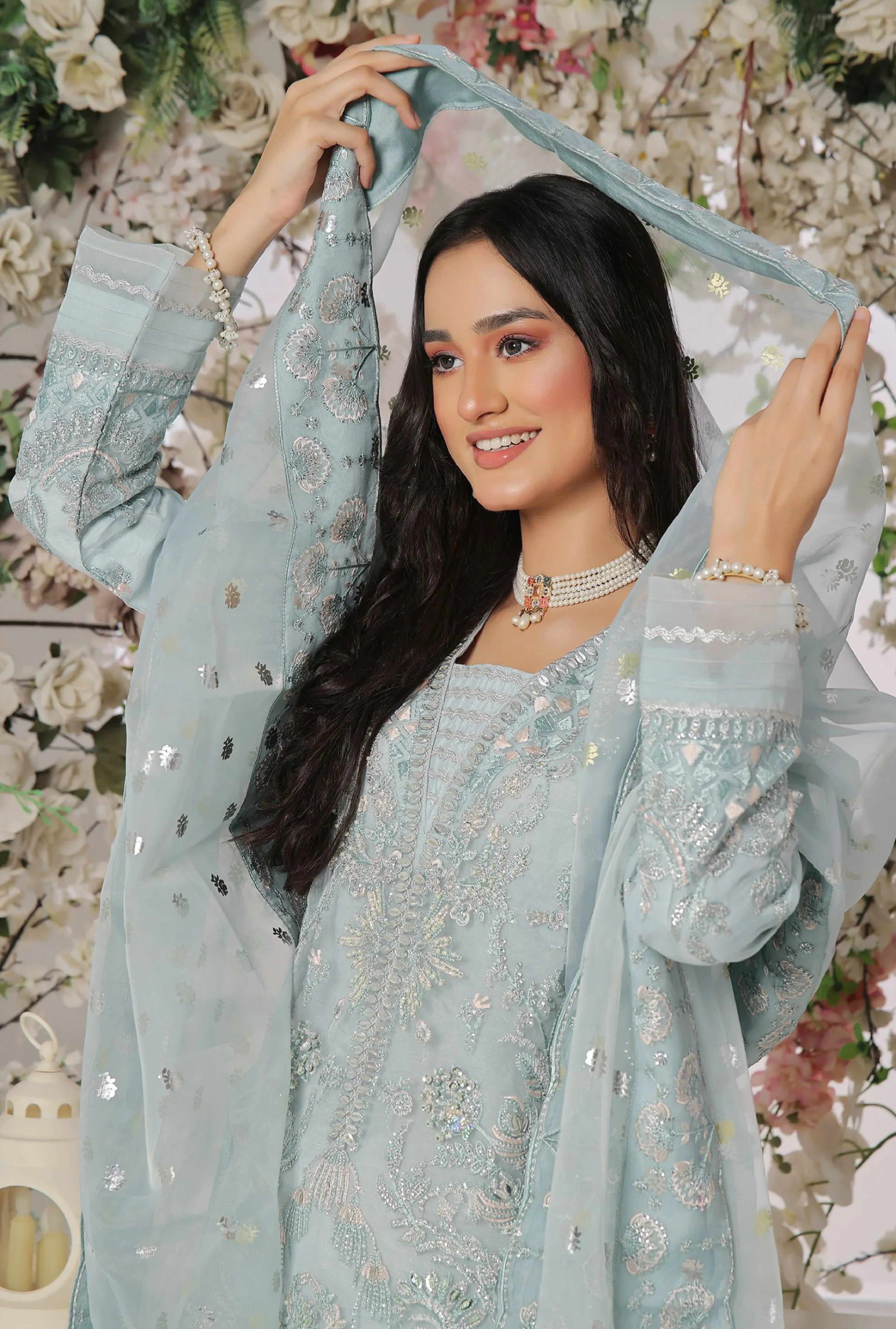 Dressline Aroohi Unstitched 3 Pc Luxury Emb Organza Collection