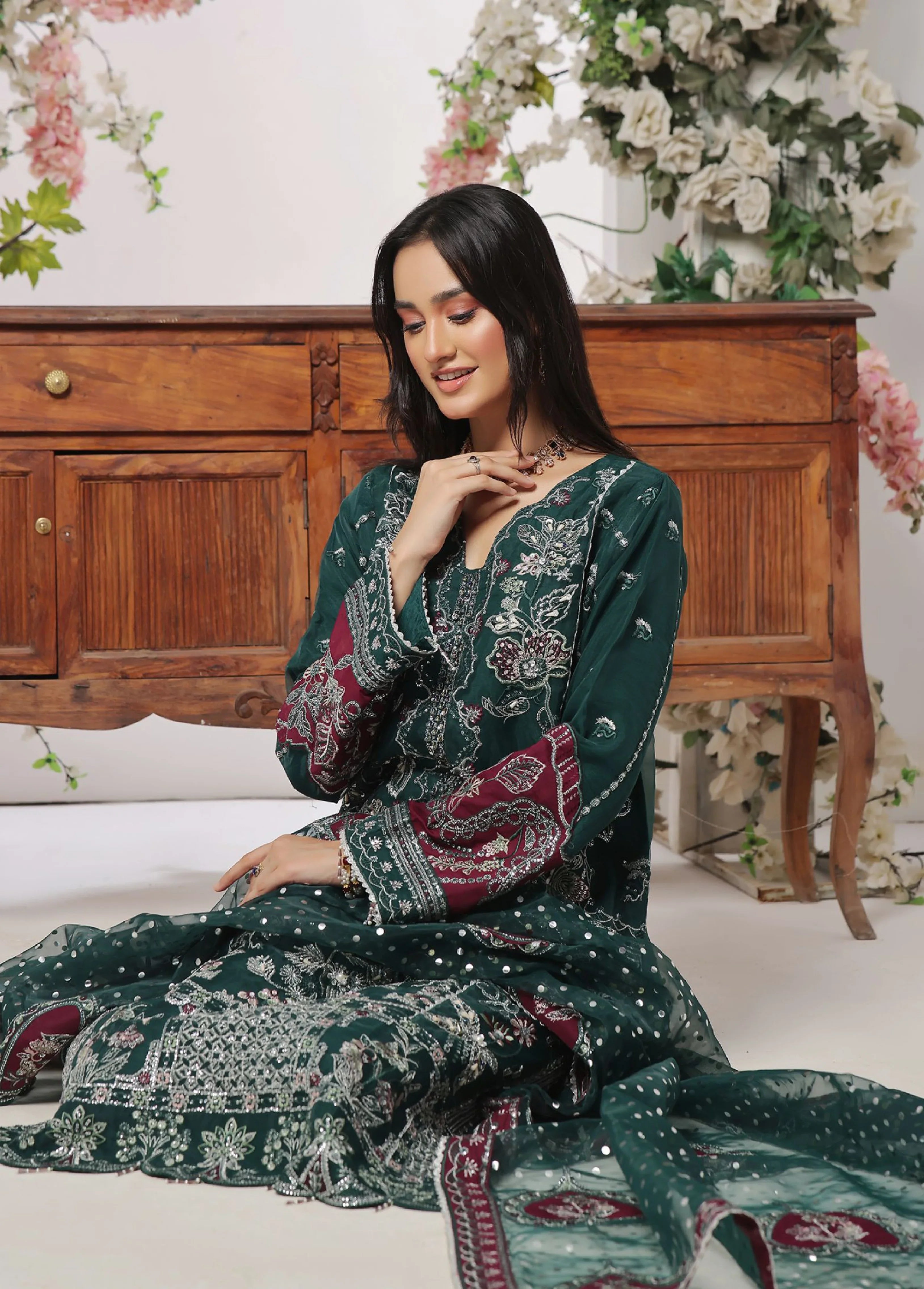 Dressline Aroohi Unstitched 3 Pc Luxury Emb Organza Collection