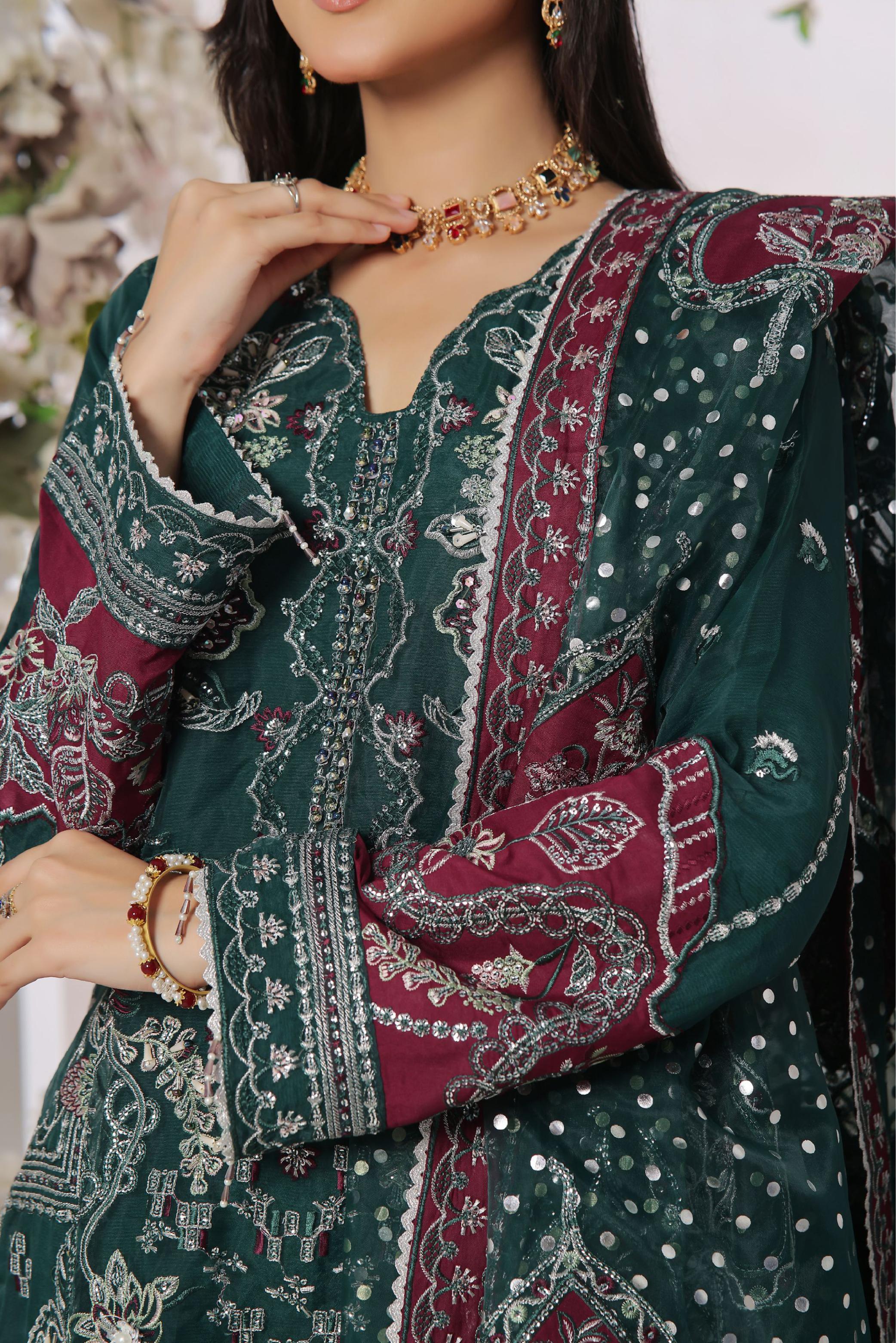 Dressline Aroohi Unstitched 3 Pc Luxury Emb Organza Collection