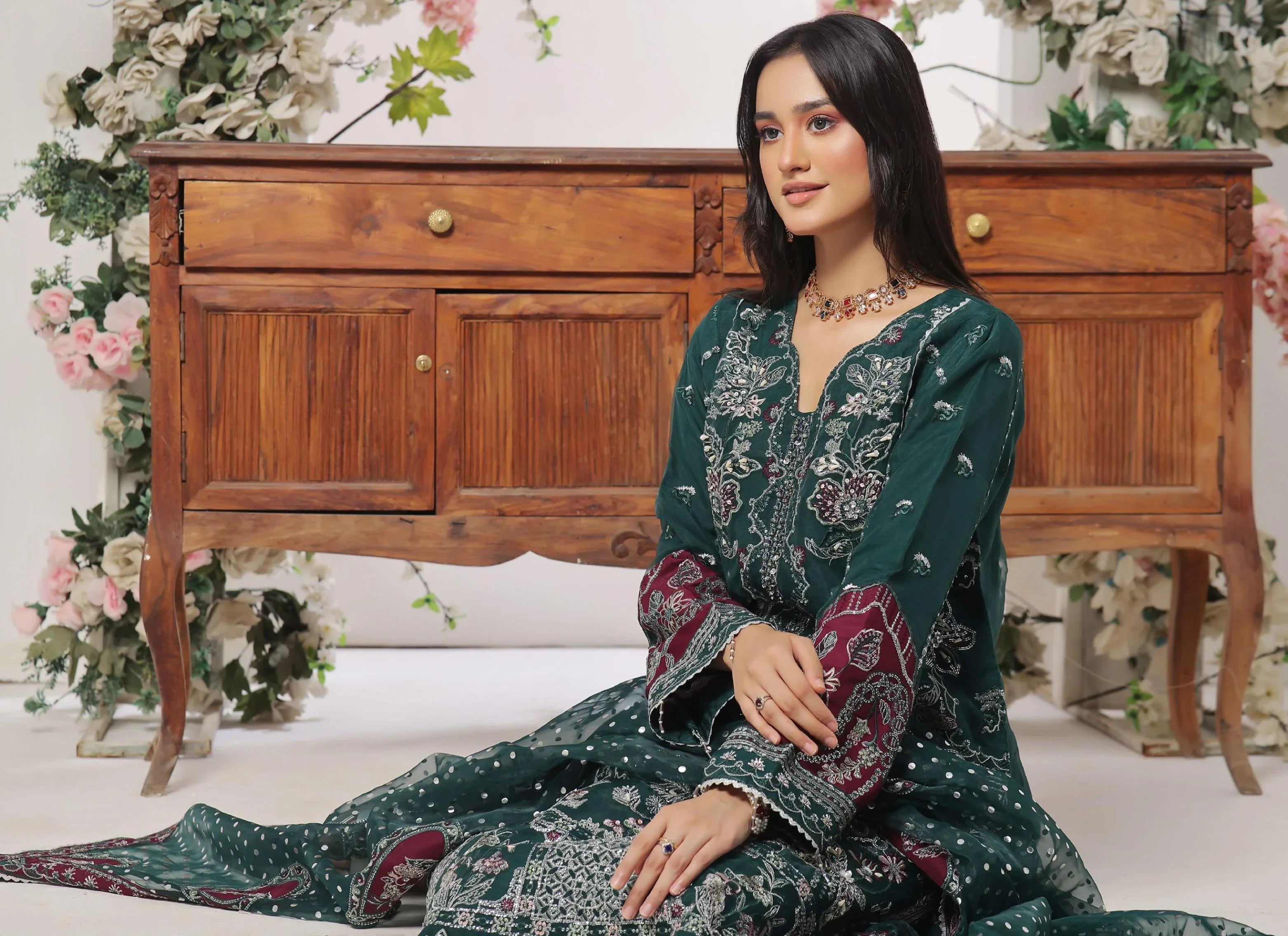 Dressline Aroohi Unstitched 3 Pc Luxury Emb Organza Collection