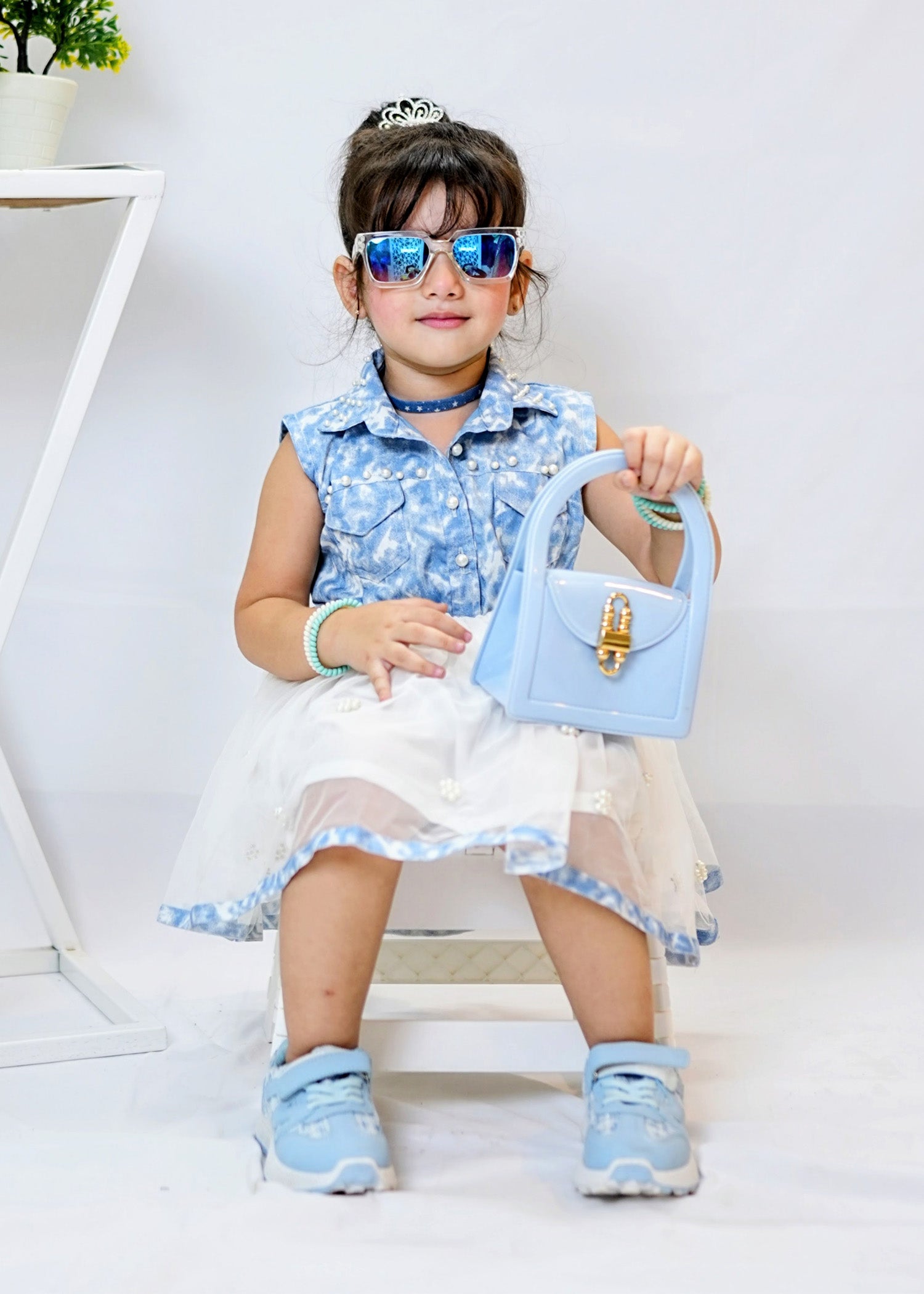 Fairy Bloom by Modest Stitched kids Formals Frock Collection'2025-Denim Pearl