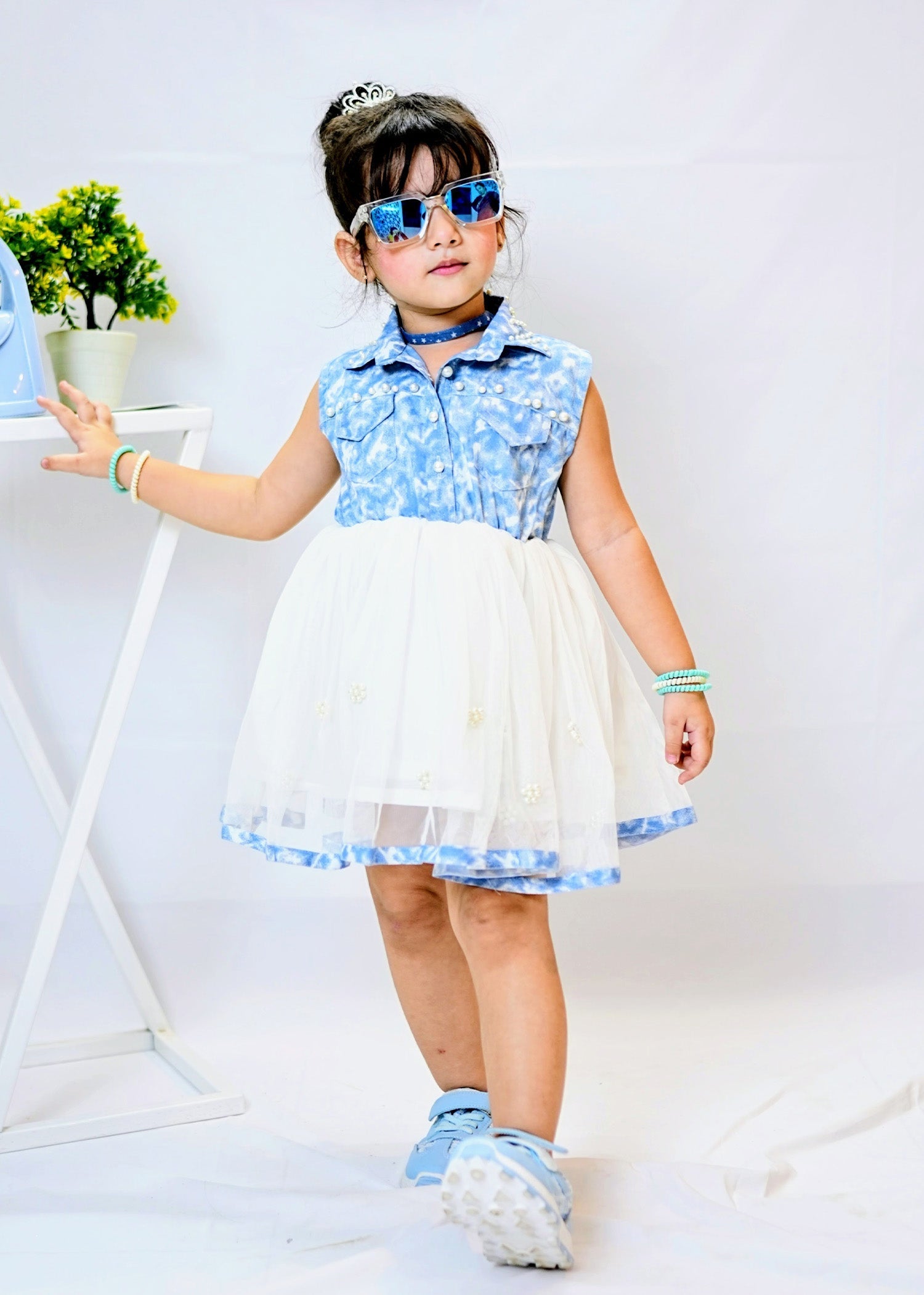 Fairy Bloom by Modest Stitched kids Formals Frock Collection'2025-Denim Pearl