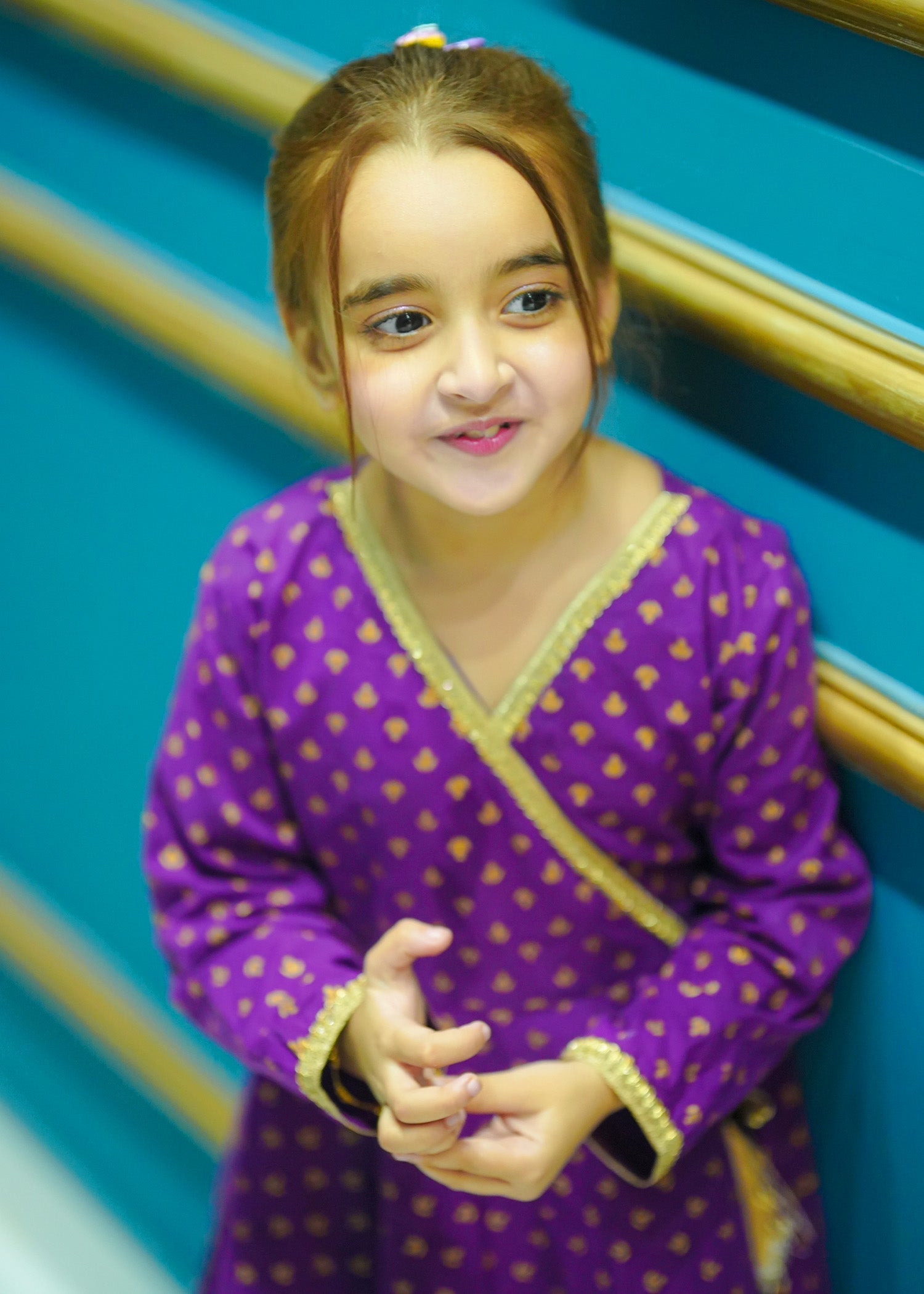 Modest Stitched 3 Piece Festive Formals Kids Collection'2025-Purple Adorn