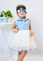 Fairy Bloom by Modest Stitched kids Formals Frock Collection'2025-Denim Pearl
