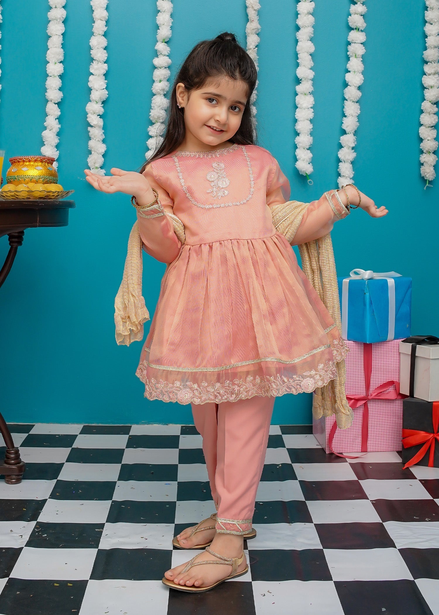 Eid Ki Khushiyan By Modest Stitched 3 Piece Cotton Frock Collection'2025-9025-Pnk