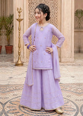 Modest Lavender 3 Piece Embroidered Chiffon Suit