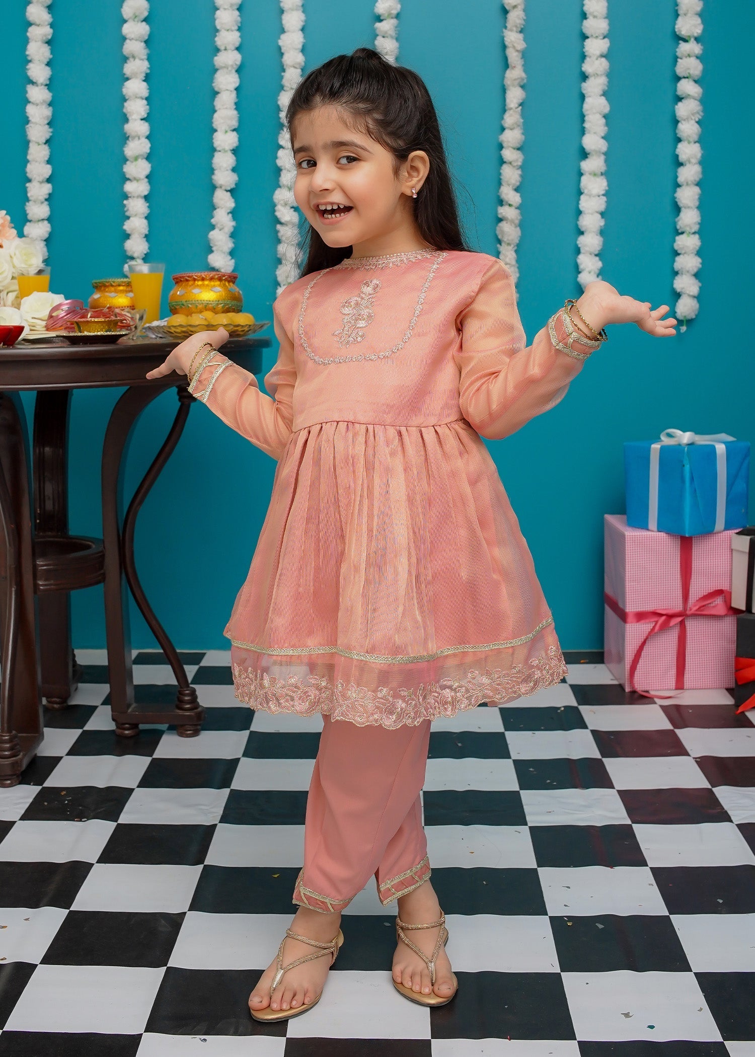 Eid Ki Khushiyan By Modest Stitched 3 Piece Cotton Frock Collection'2025-9025-Pnk