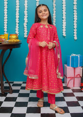 Eid Ki Khushiyan By Modest Stitched 3 Piece Cotton Frock Suit-9220-HPnk