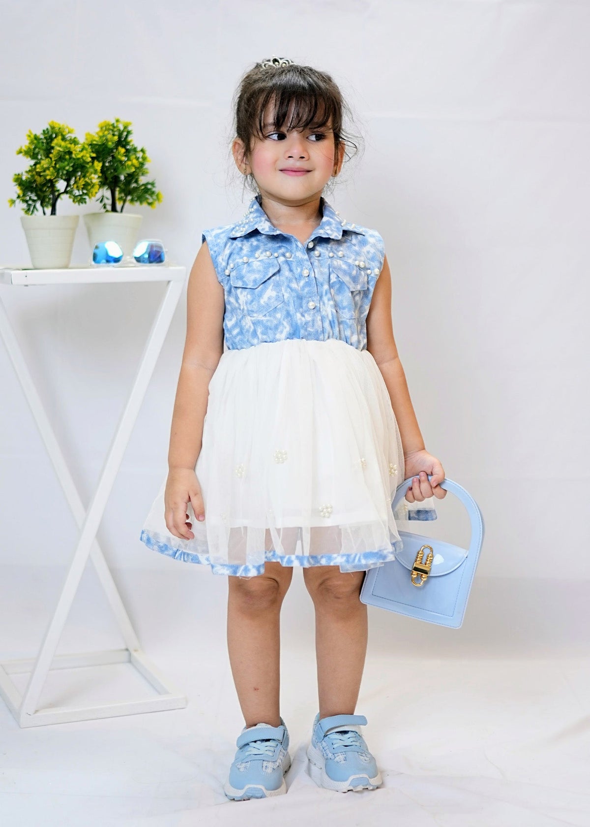 Fairy Bloom by Modest Stitched kids Formals Frock Collection'2025-Denim Pearl