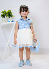 Fairy Bloom by Modest Stitched kids Formals Frock Collection'2025-Denim Pearl