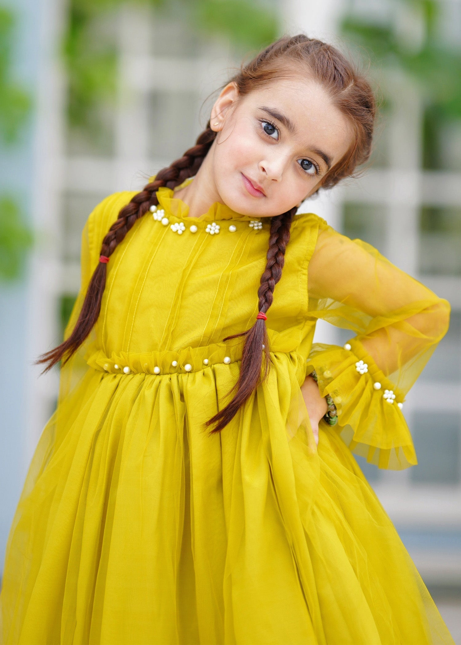 Fairy Bloom by Modest Stitched kids Formals Frock Collection'2025-Olive