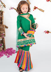 Mah e Noor By Modest Stitched 3 Piece Formals Collection-Green