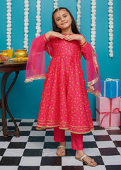 Eid Ki Khushiyan By Modest Stitched 3 Piece Cotton Frock Suit-9220-HPnk
