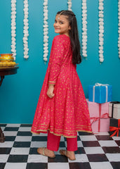 Eid Ki Khushiyan By Modest Stitched 3 Piece Cotton Frock Suit-9220-HPnk