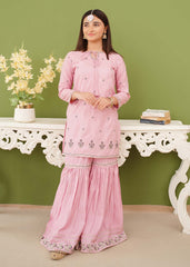 Modest Stitched 3 Piece Festive Edit Vol-02 Collection'2025-Rawsilk Embroidered Pink Gharara