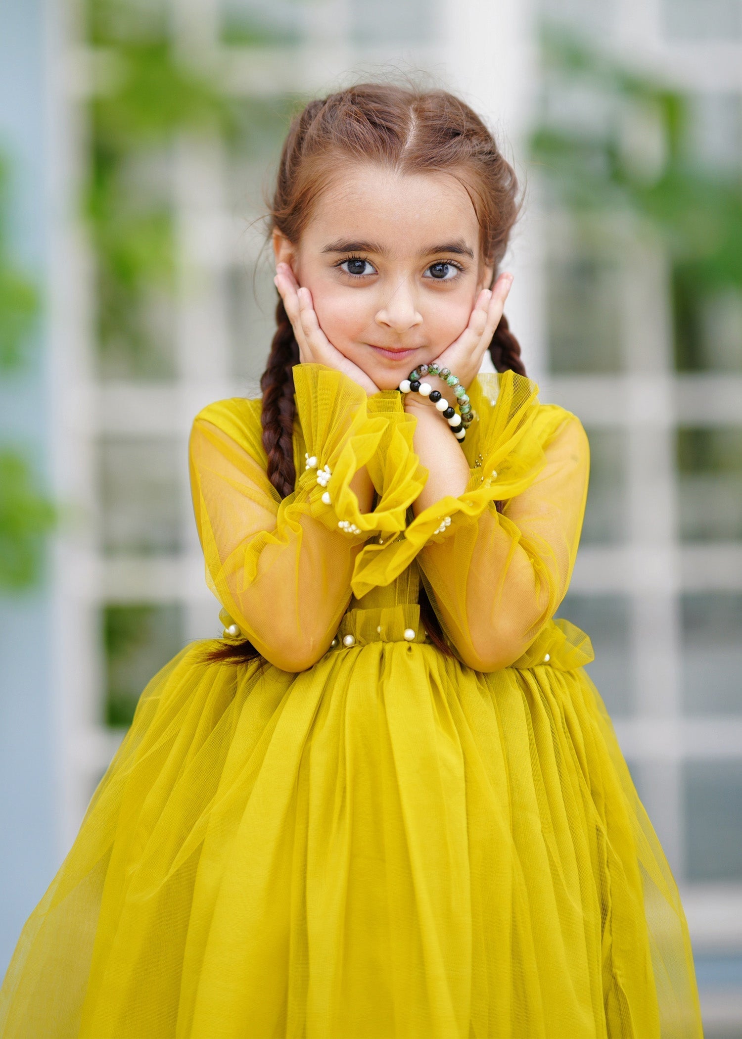 Fairy Bloom by Modest Stitched kids Formals Frock Collection'2025-Olive