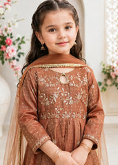 Modest Stitched 3 Piece Festive Formals Suit-11275-Brn